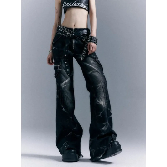 Gothic Y2K Black Baggy Cargo Jeans - Bottoms - Jeans - 1