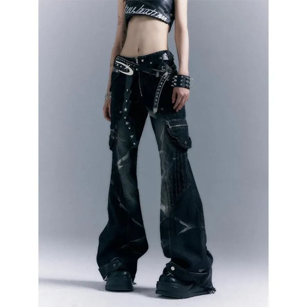Gothic Y2K Black Baggy Cargo Jeans - Bottoms - Jeans - 5