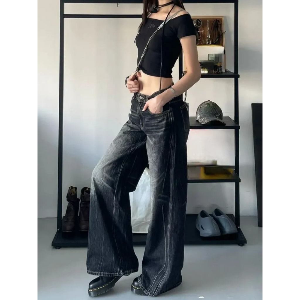 Baggy Y2K Jeans – Grunge Gothic High Street Denim - Bottoms - Women’s Jeans - 5
