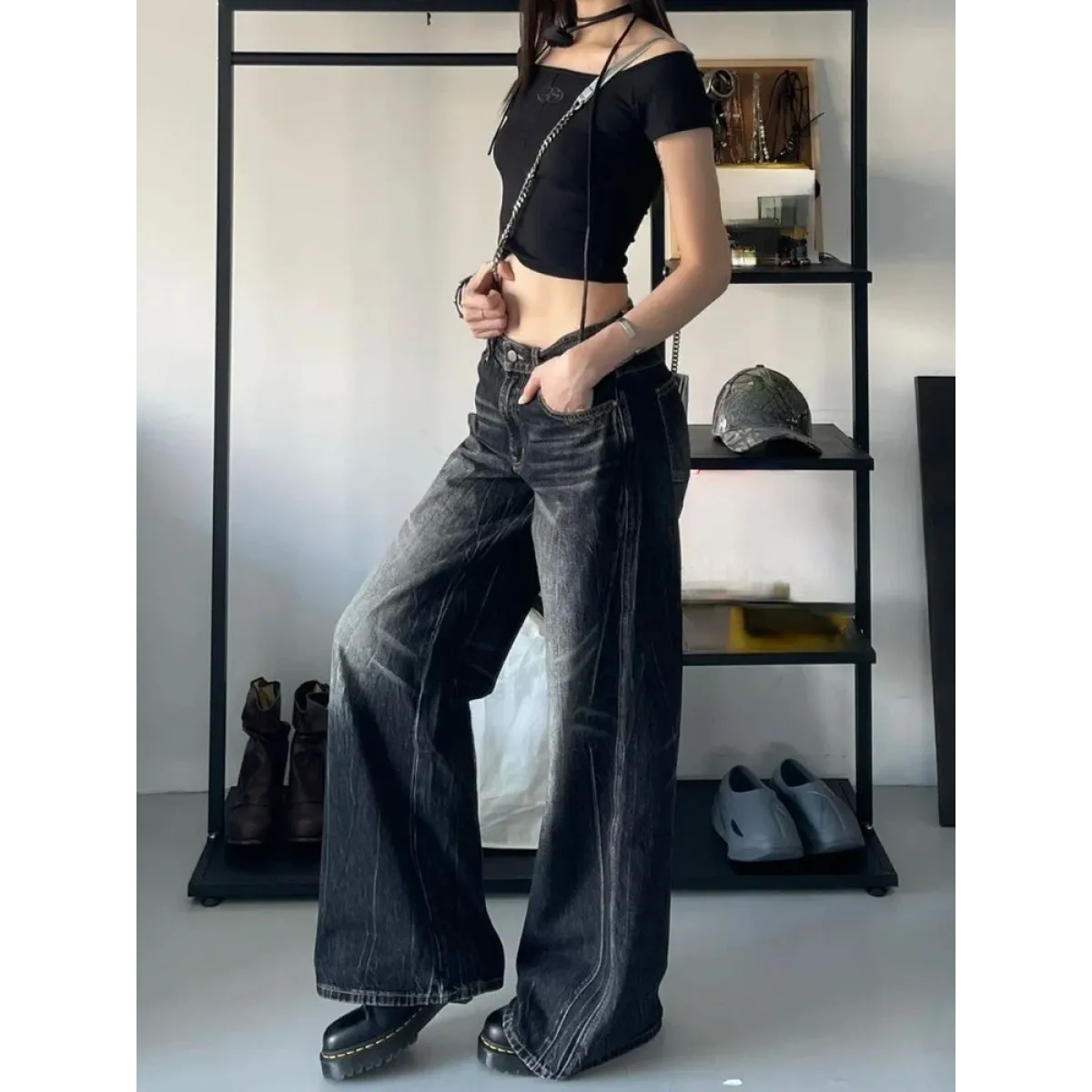 Baggy Y2K Jeans – Grunge Gothic High Street Denim - Bottoms - Women’s Jeans - 5