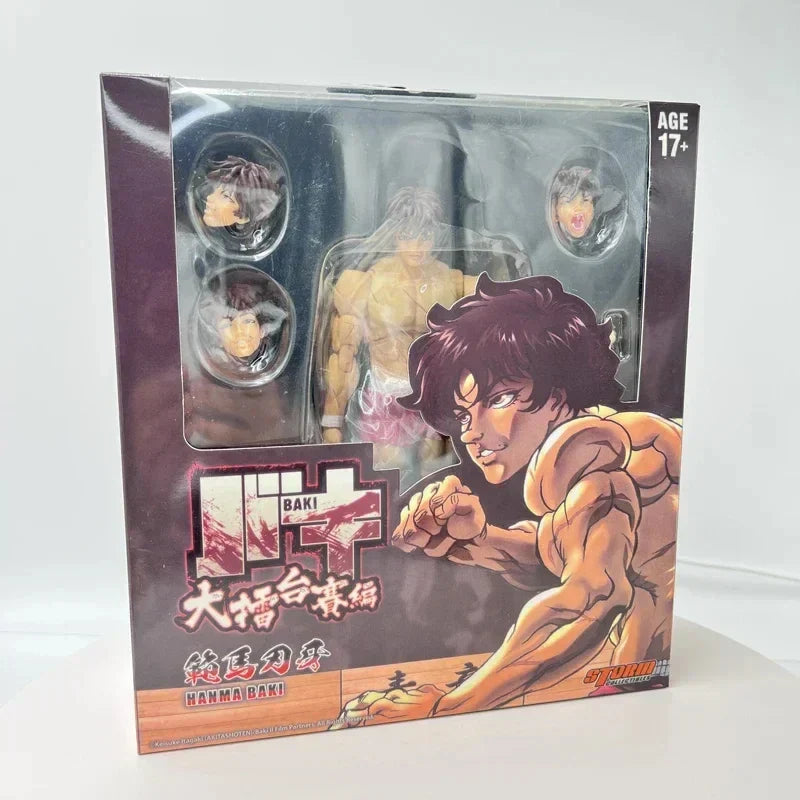 Baki Hanma 22cm Anime Figure with Pickle Biscuit Oriba and Kaoru Hanayama - 17cm With Retail Box - Anime - Action & Toy