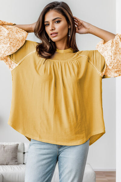 Printed Detail Balloon Sleeve Blouse - Women’s Clothing & Accessories - Shirts & Tops - 3 - 2024