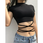 Harajuku Bandage Wrap Crop Top - Women’s Clothing & Accessories - Crop Tops - 1