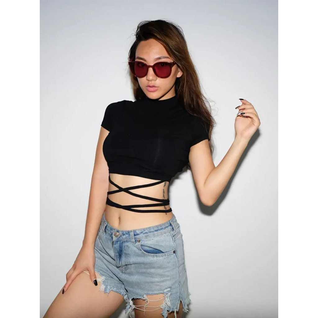 Harajuku Bandage Wrap Crop Top - Women’s Clothing & Accessories - Crop Tops - 4
