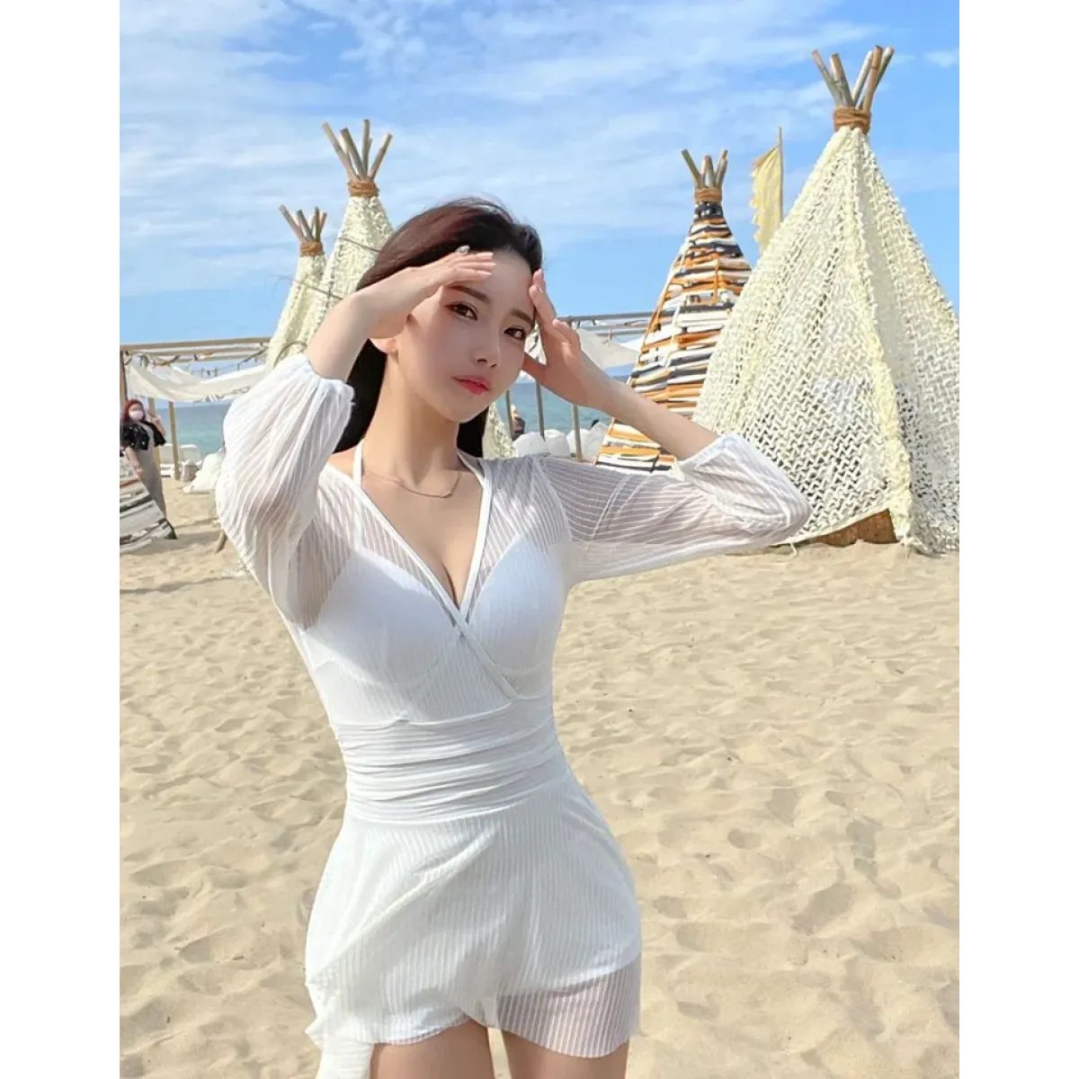Mesh Low Cut Backless Swimsuit – Korean Beach Dress Biquinis 2025 - All Dresses - Swimwear - 10