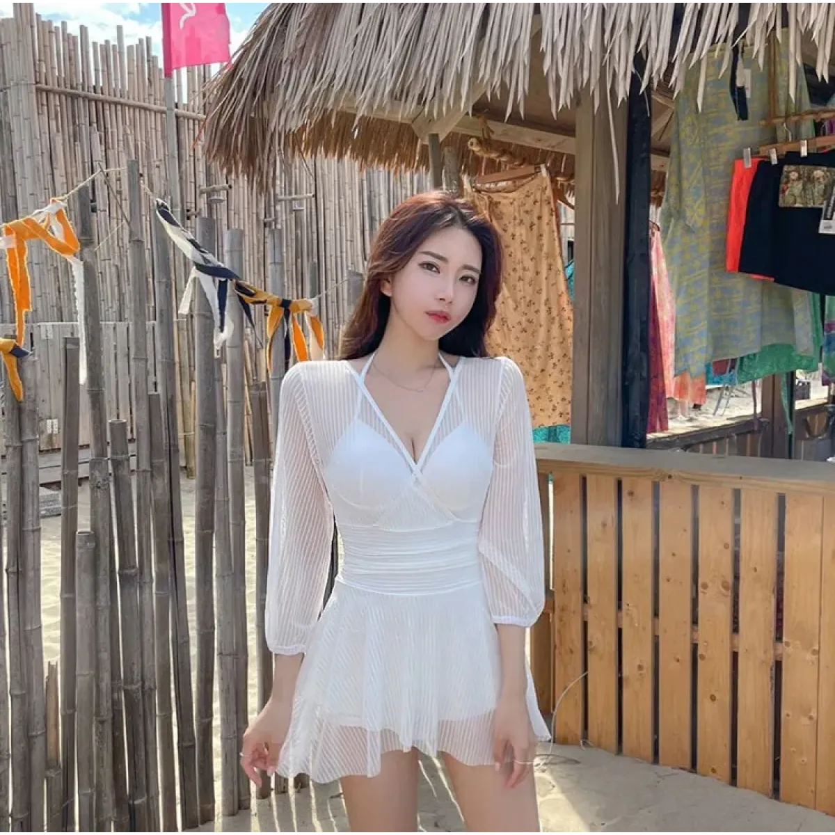 Mesh Low Cut Backless Swimsuit – Korean Beach Dress Biquinis 2025 - All Dresses - Swimwear - 7