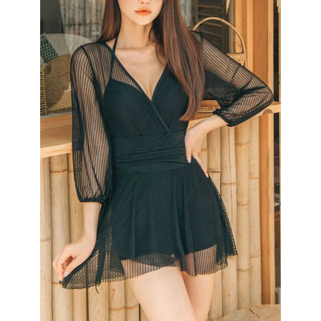 Mesh Low Cut Backless Swimsuit – Korean Beach Dress Biquinis 2025 - All Dresses - Swimwear - 25