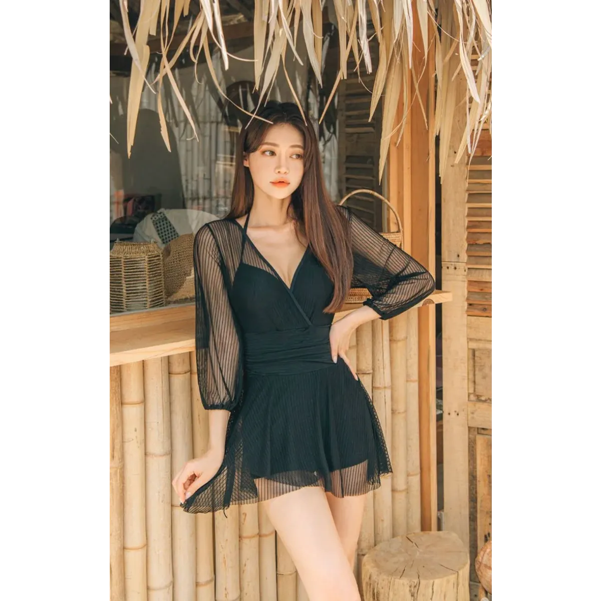Mesh Low Cut Backless Swimsuit – Korean Beach Dress Biquinis 2025 - All Dresses - Swimwear - 20