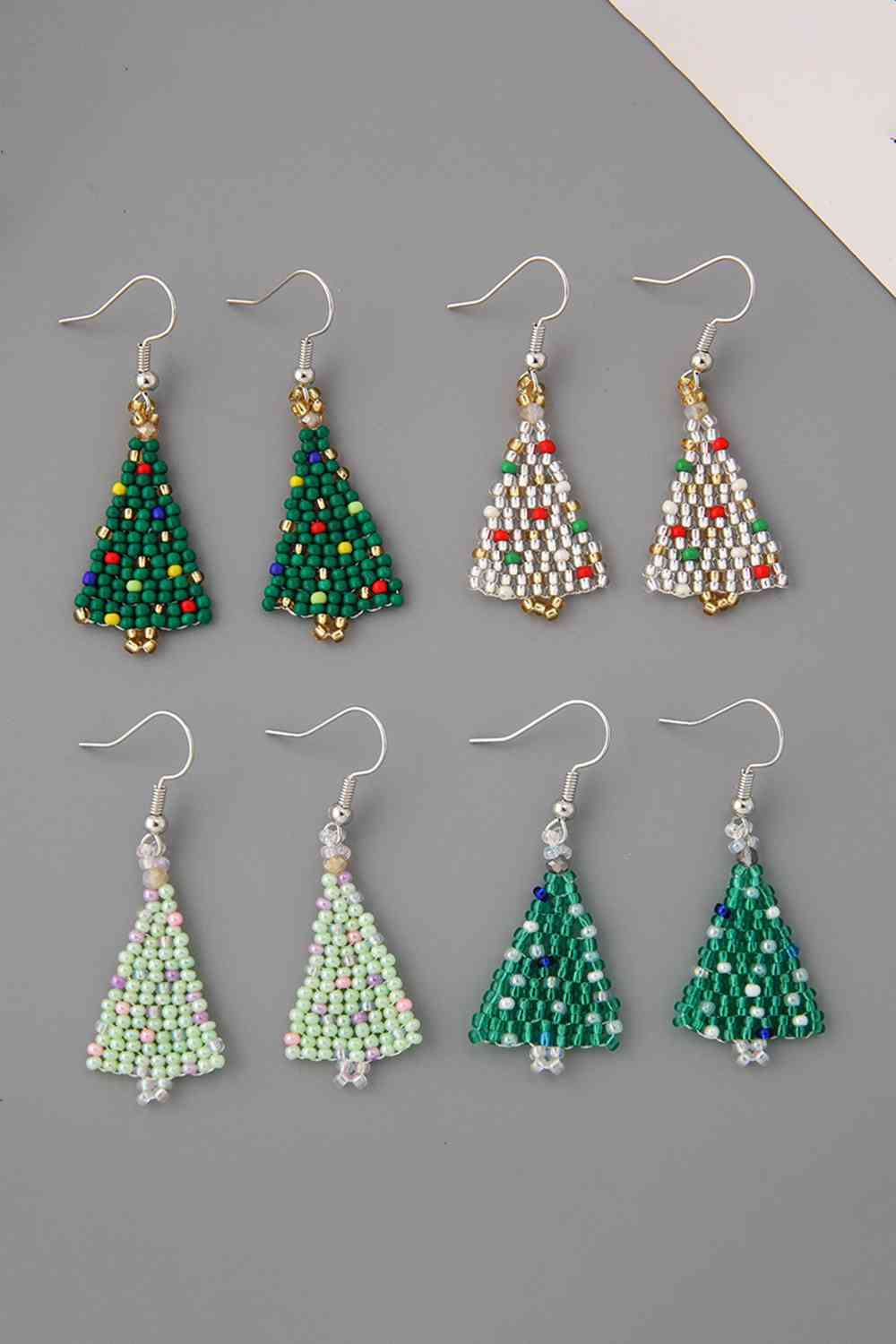 Beaded Christmas Tree Earrings - Women’s Jewelry - Earrings - 1 - 2024