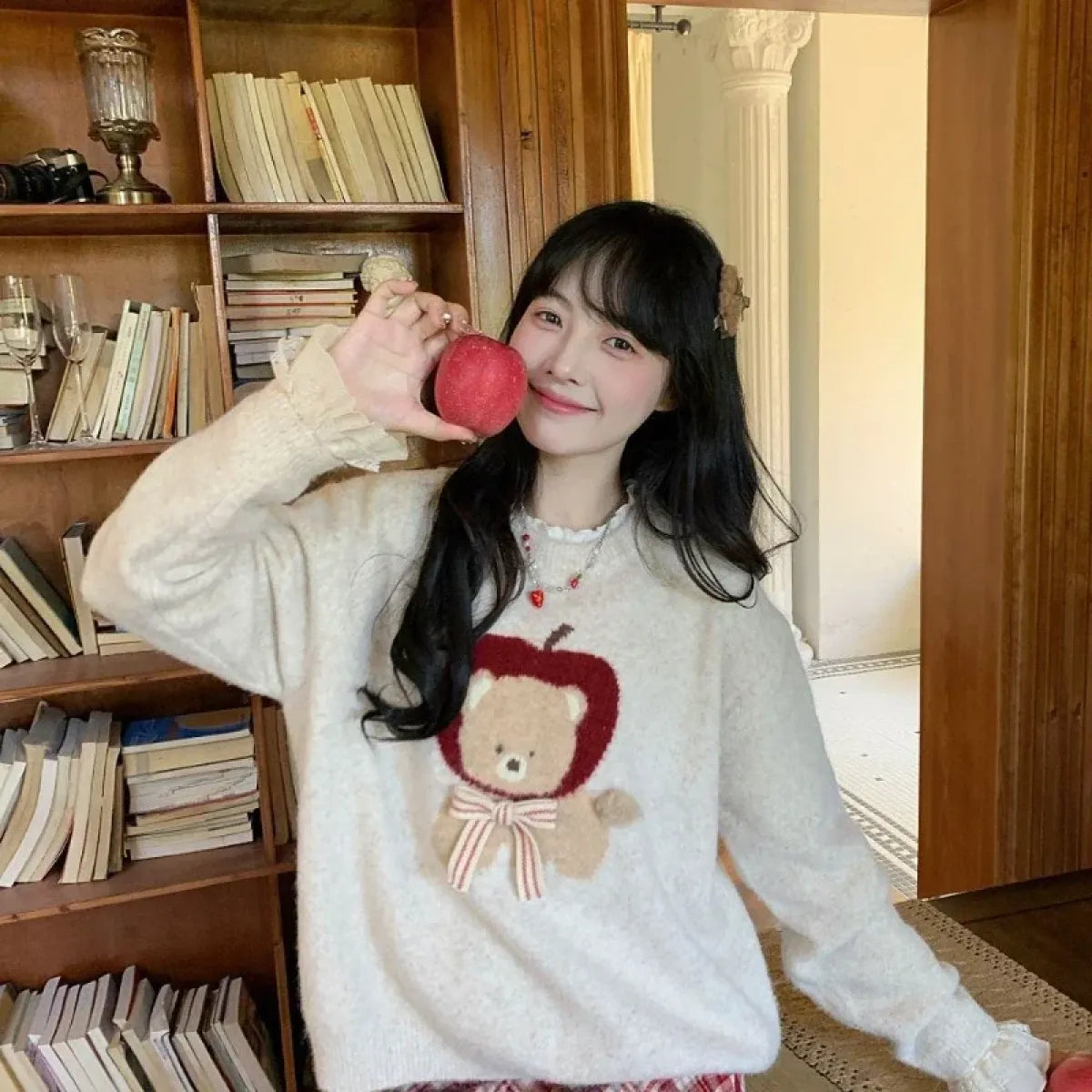 Kawaii Bear Appliqué Sweater - Sweaters - Sweaters - 3