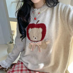 Kawaii Bear Appliqué Sweater - Sweaters - Sweaters - 5