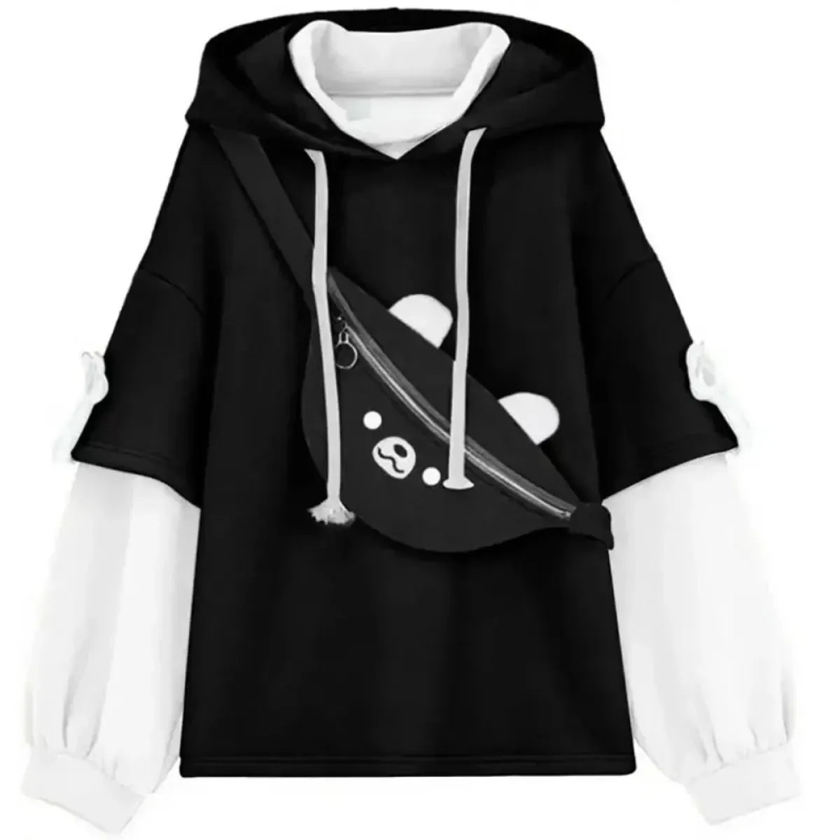 Harajuku Bear Bag Hoodie – Y2K Layered Pullover - Hoodies & Sweatshirts - Hoodie - 5