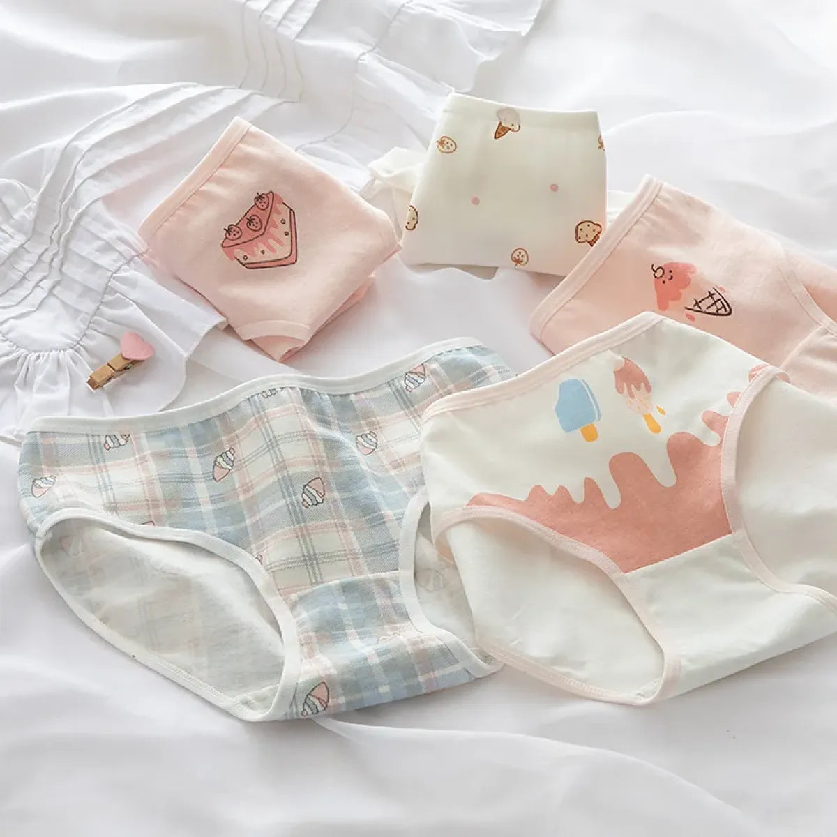 Cute Cartoon Bear Cotton Panties - Mid Waist Sexy Lingerie Set - Women’s Clothing & Accessories - 29
