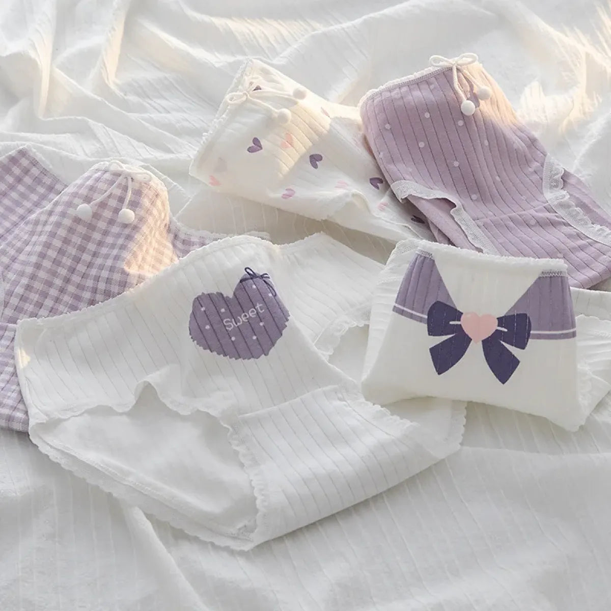 Cute Cartoon Bear Cotton Panties - Mid Waist Sexy Lingerie Set - Women’s Clothing & Accessories - 14