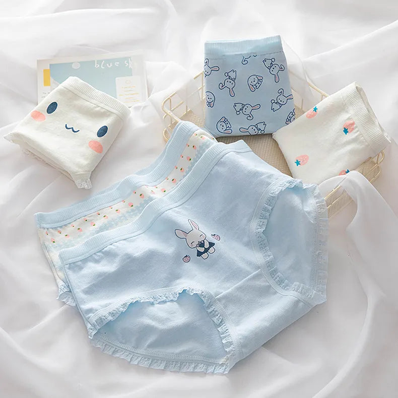 Cute Cartoon Bear Cotton Panties - Mid Waist Sexy Lingerie Set - 122428 / M / CHINA | 5pcs - Women’s Clothing &