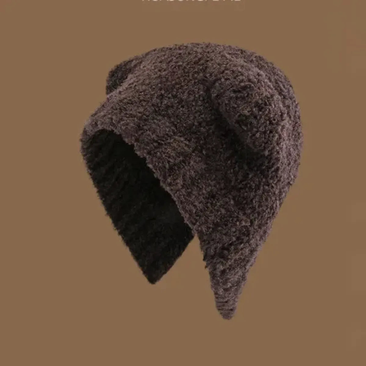 Plush Bear Ear Knit Beanie with Lace-Up Ties - Hoodies & Sweatshirts - Headwear - 11