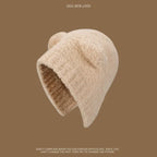 Plush Bear Ear Knit Beanie with Lace-Up Ties - Hoodies & Sweatshirts - Headwear - 7