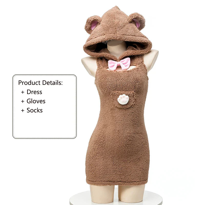 Kawaii Little Bear Plush Cosplay Costume - Brown / One Size - Sexy Lingerie - Costumes - 6 - 2024