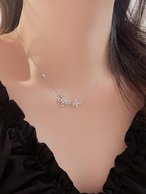 Zircon 925 Sterling Silver Butterfly Necklace - Silver / One Size - Beauty & Health - Necklaces - 1 - 2024