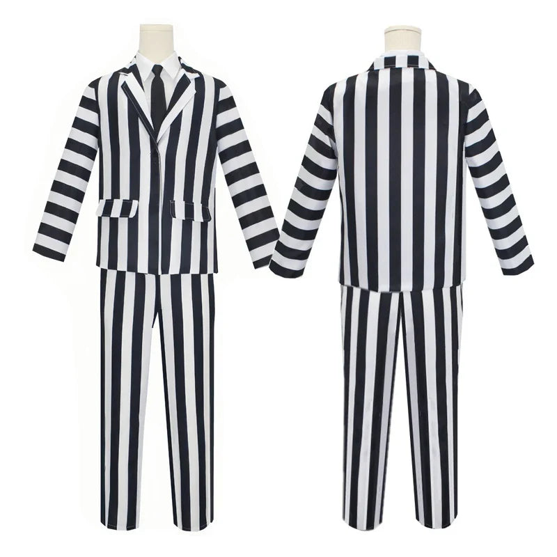 Beetlejuice Cosplay Suit – Black & White Striped Costume Set - Anime - Costumes - 2024 - 2 - Worldwide Shipping