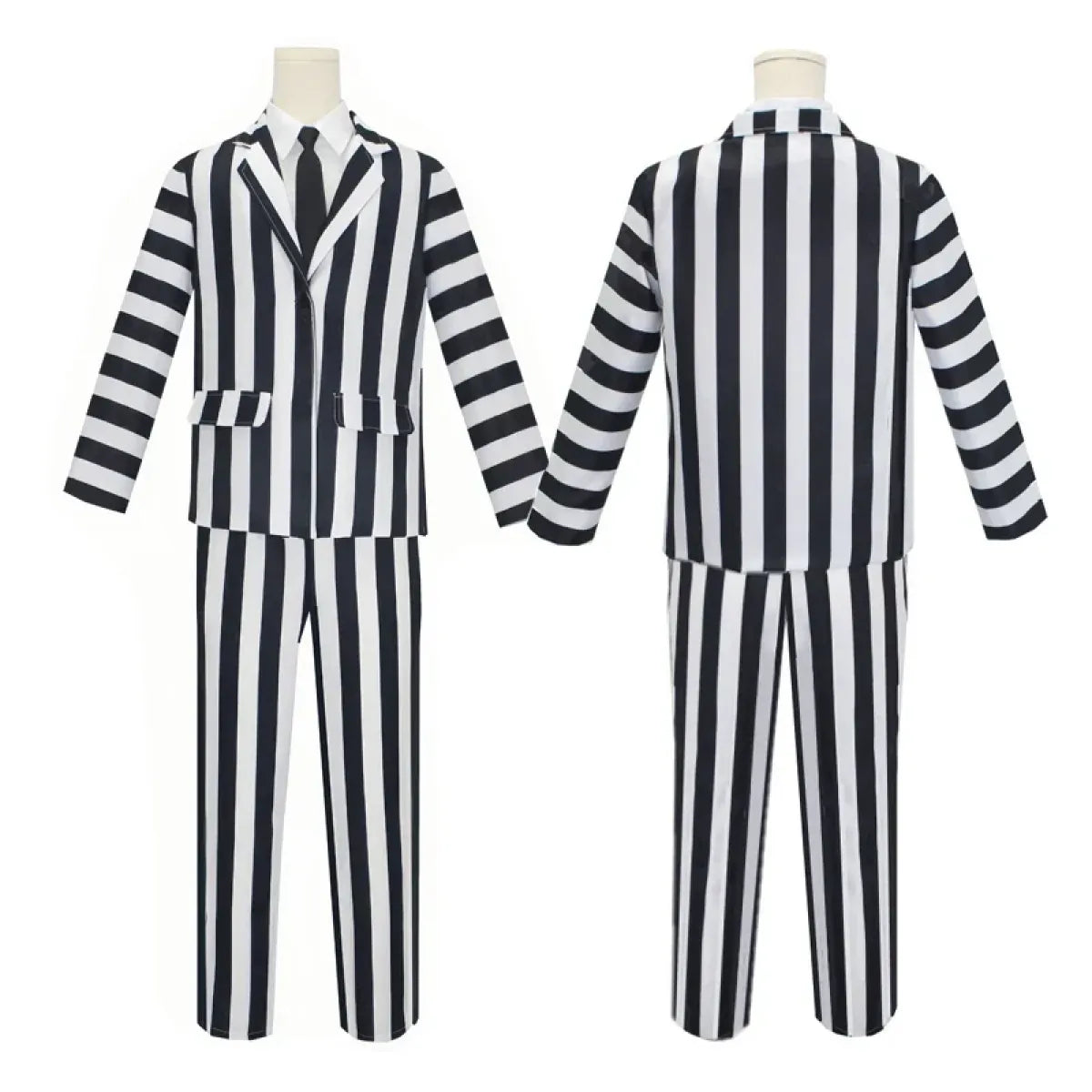 Beetlejuice Cosplay Suit – Black & White Striped Costume Set - Anime - Cosplay - 2