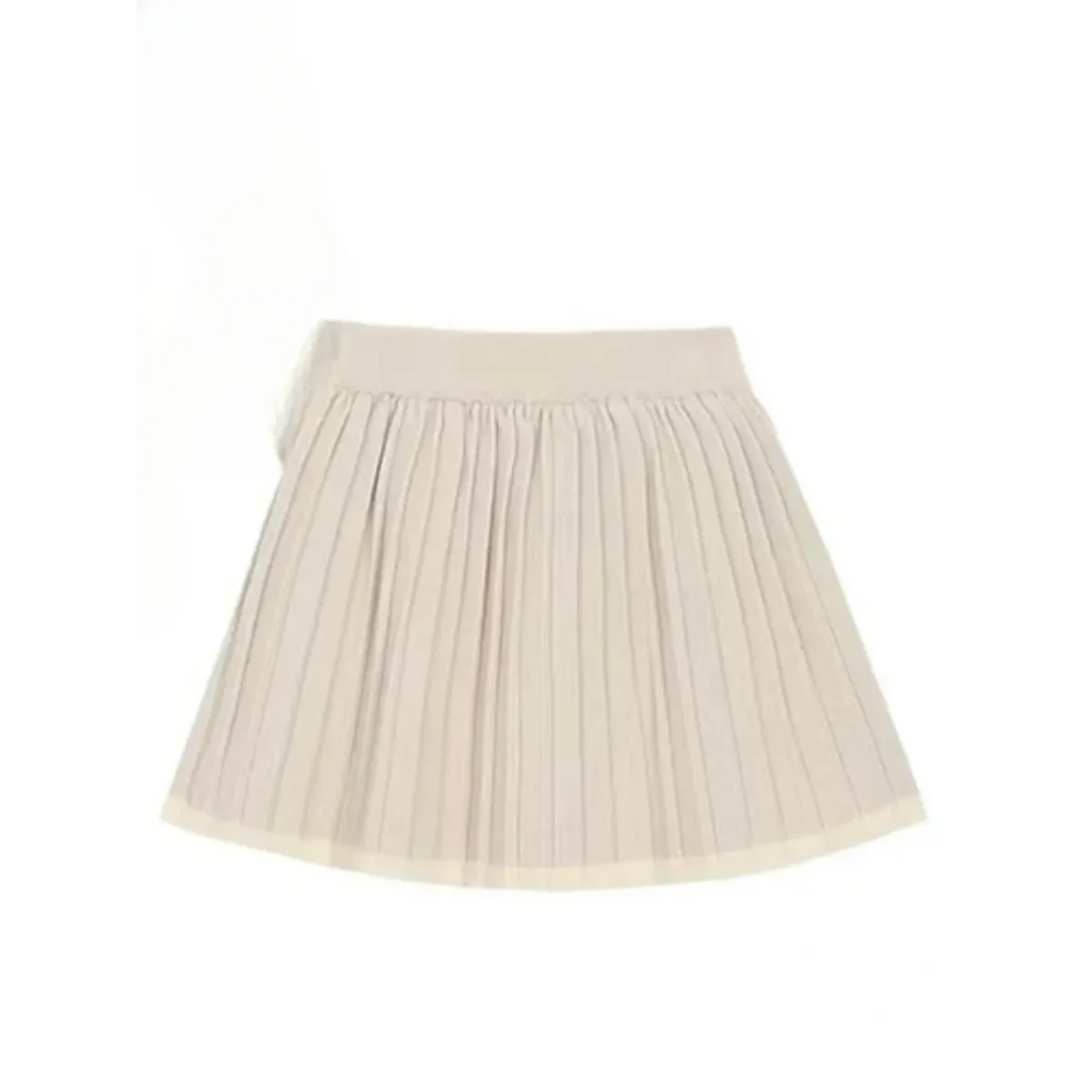 Beige Knit Two-Piece Set – Collared Cardigan & Pleated Skirt - Bottoms - Long - Other - Sets - 3