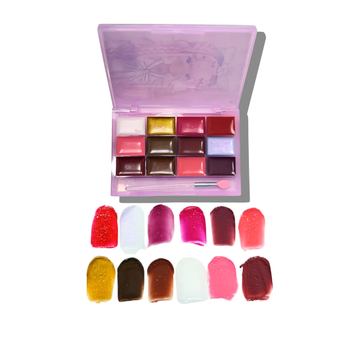 Bestie Lipgloss Palette with Silicone Brush - Harajuku Style - Cosmetics - 7
