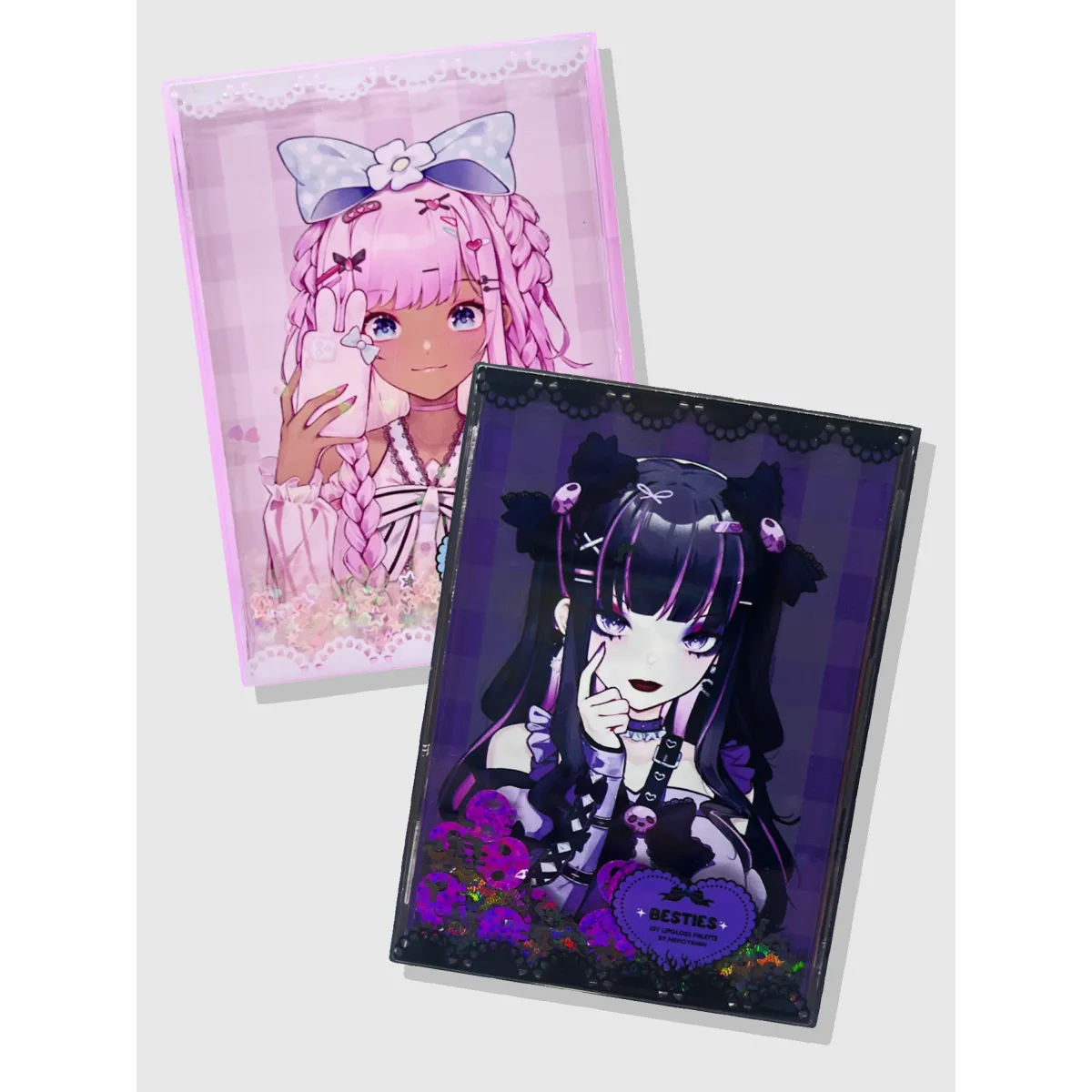 Bestie Lipgloss Palette with Silicone Brush - Harajuku Style - Cosmetics - 1