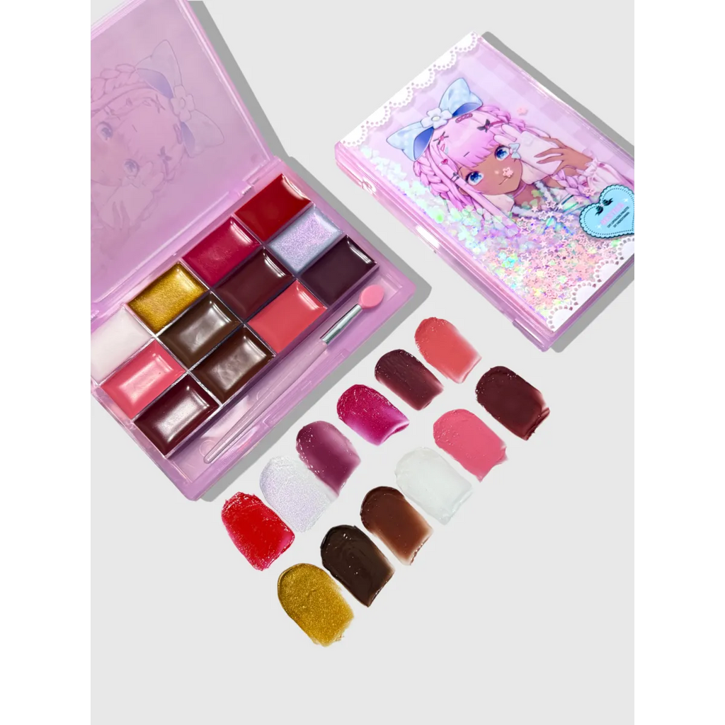 Bestie Lipgloss Palette with Silicone Brush - Harajuku Style - Cosmetics - 5