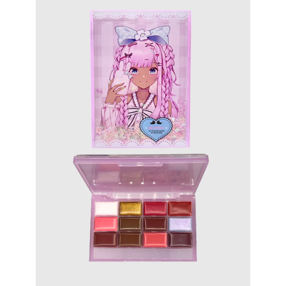 Bestie Lipgloss Palette with Silicone Brush - Harajuku Style - Cosmetics - 3