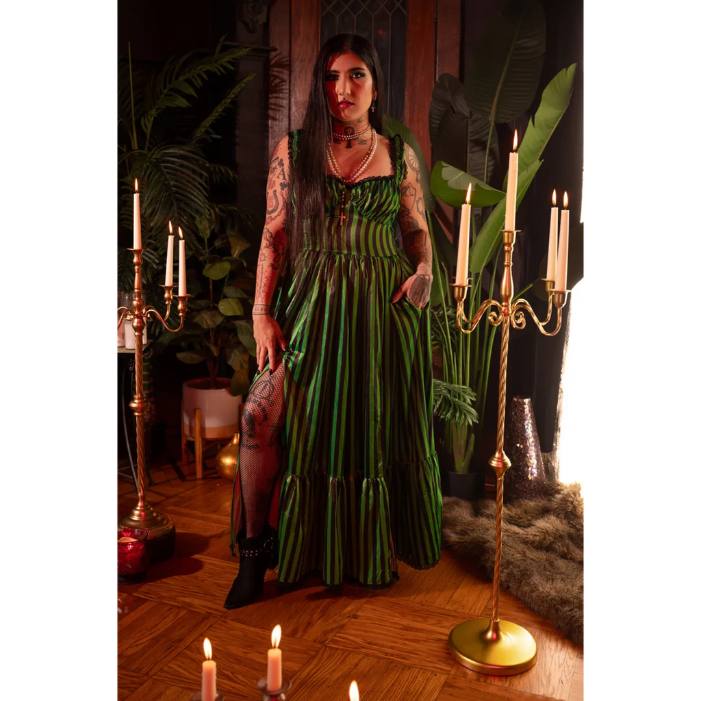 Cosette Maxi Dress in Horror Green Stripe - All Dresses - Maxi Dress - 2