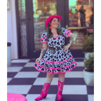 Adelaide Mini Swing Dress in Bessie Moo Print - All Dresses - Mini Dress - 1