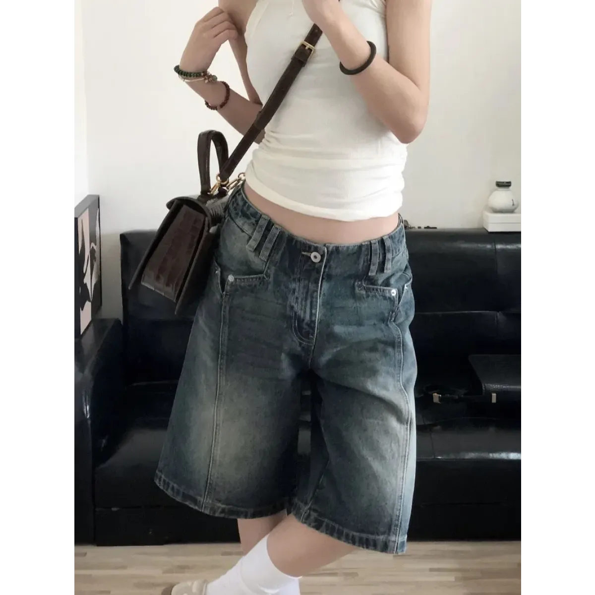 High Waist Korean Denim Biker Shorts - Shorts - Shorts - 1