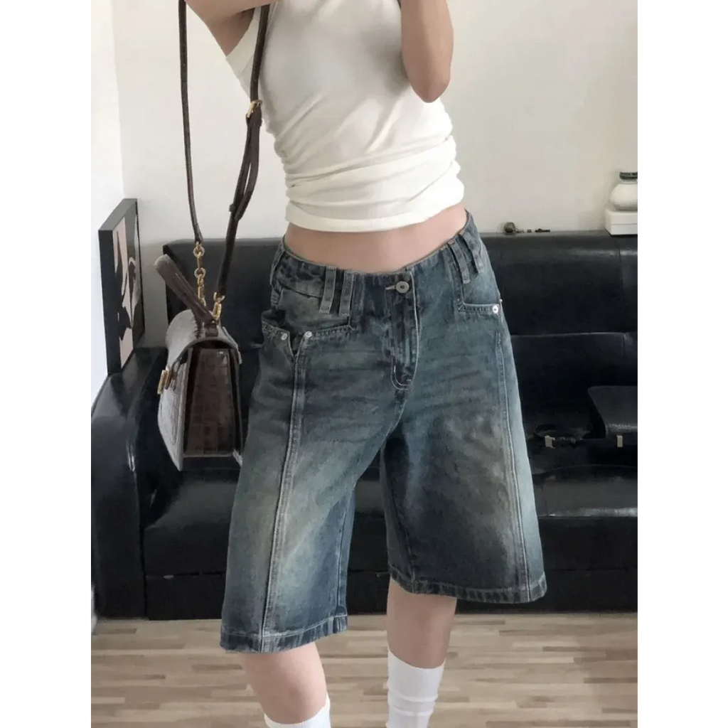 High Waist Korean Denim Biker Shorts - Shorts - Shorts - 2