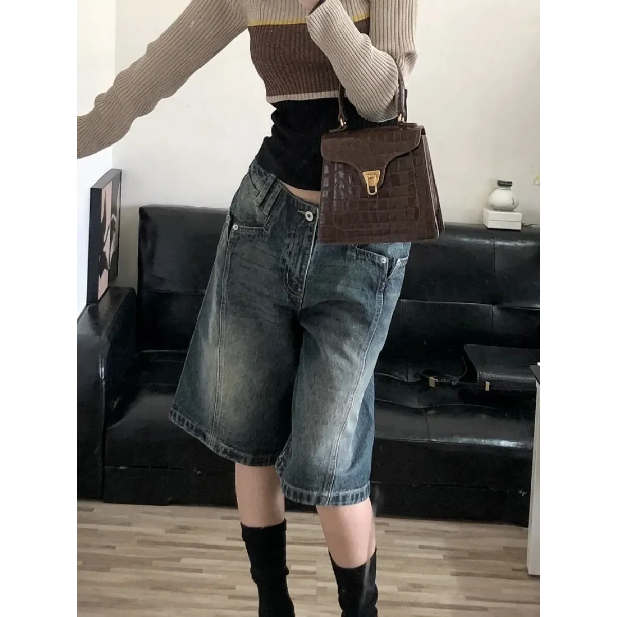 High Waist Korean Denim Biker Shorts - Shorts - Shorts - 3