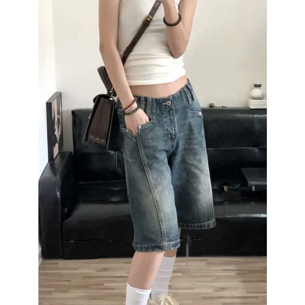 High Waist Korean Denim Biker Shorts - Shorts - Shorts - 4