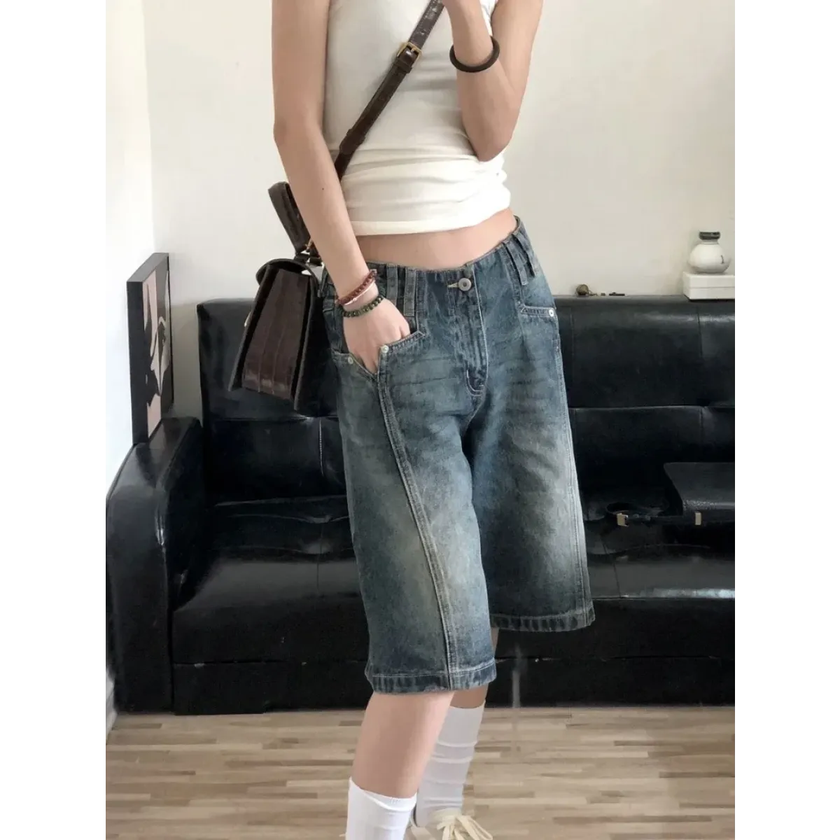 High Waist Korean Denim Biker Shorts - Shorts - Shorts - 4