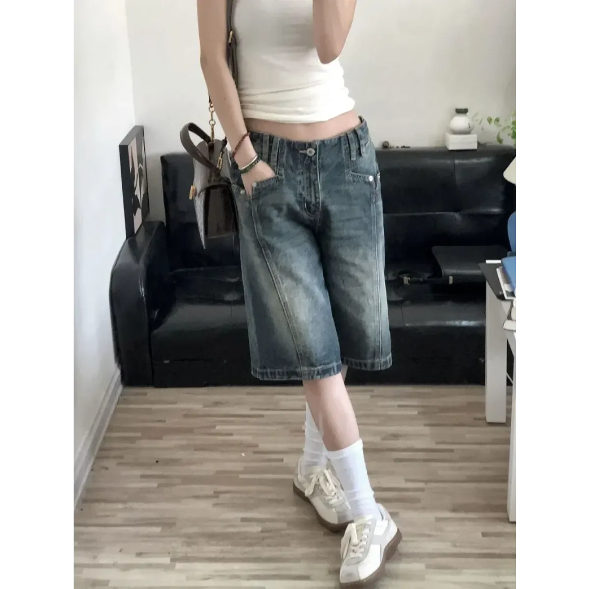 High Waist Korean Denim Biker Shorts - Shorts - Shorts - 5