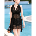 Pink Korean Lace-Up Bikini Set with Cover-Up - Swimsuits - Swimsuits - 4