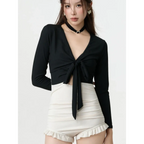 Bikini Set – V-Neck Long Sleeve with Ruffle High Waist - Sexy Products - Swimwear - 1