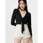 Bikini Set – V-Neck Long Sleeve with Ruffle High Waist - Sexy Products - Swimwear - 14