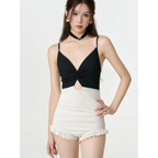 Bikini Set – V-Neck Long Sleeve with Ruffle High Waist - Sexy Products - Swimwear - 3