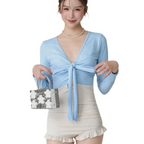 Bikini Set – V-Neck Long Sleeve with Ruffle High Waist - Sexy Products - Swimwear - 5