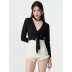 Bikini Set – V-Neck Long Sleeve with Ruffle High Waist - Sexy Products - Swimwear - 8