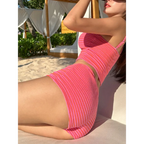 Pink Hollow Out Bikini Set with Shorts - Swimsuits - Swimsuits - 5
