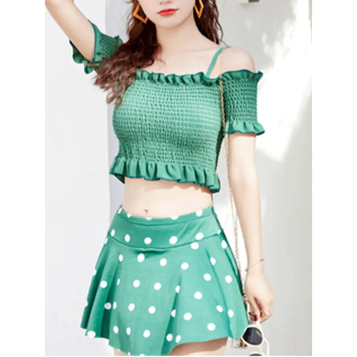 Bikini Set – Ruffled Off Shoulder High Waist Skirt - Bottoms - Swimwear - 7