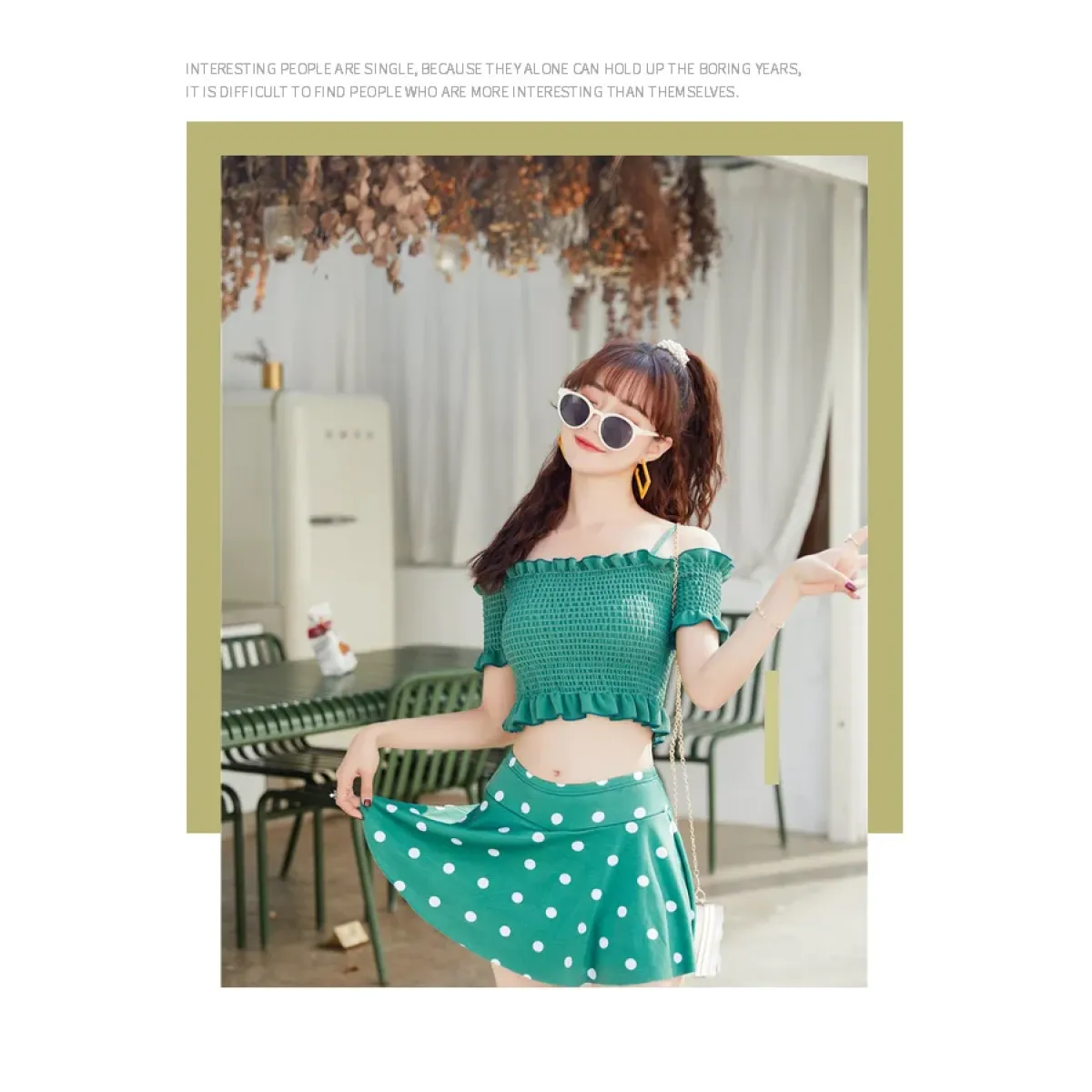 Bikini Set – Ruffled Off Shoulder High Waist Skirt - Bottoms - Swimwear - 12