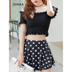 Bikini Set – Ruffled Off Shoulder High Waist Skirt - Bottoms - Swimwear - 2