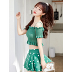 Bikini Set – Ruffled Off Shoulder High Waist Skirt - Bottoms - Swimwear - 15