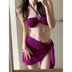 Strappy Halter Three-Piece Bikini Set - Harajuku Style - Swimsuits - 6